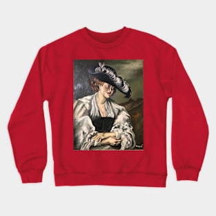 Victorian Lady with Feathered Hat Painting by my Father Crewneck Sweatshirt